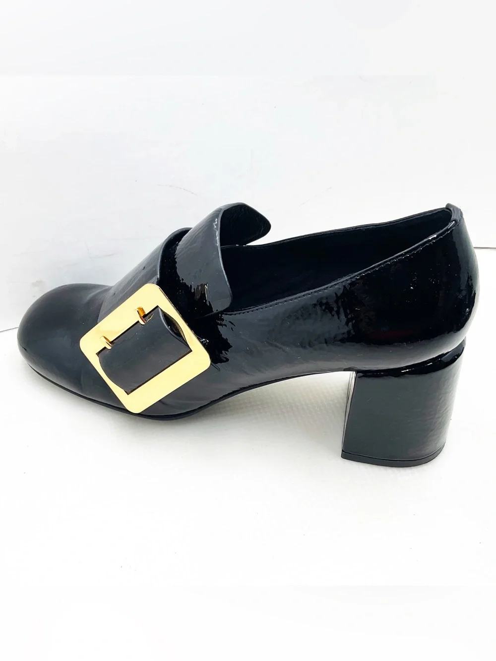 {JEFFREY CAMPBELL} Bruna Black & Gold Patent Loafers